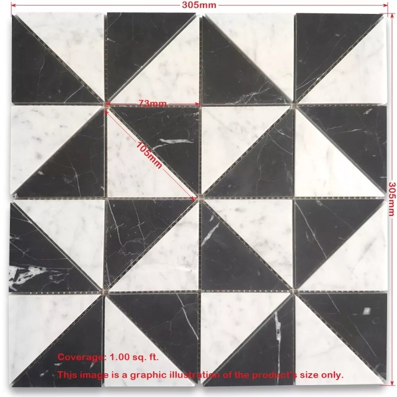 Stone Center Online C85A1XH Carrara White Nero Marquina Black Marble