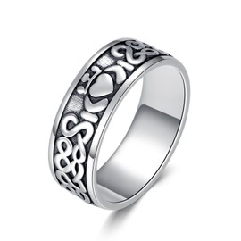 Jelafu Mens Claddagh Rings Sterling Silver Engagement Irish Rings for Men Claddagh Sterling Silver Classic Celtic Jewelry Fashion Comfort Statement Love Ring Traditional Friendship Ring Size 9