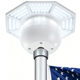 Aurolit Flag Pole Light Solar Powered, 1400 Lumen 168 LED Flagpole Solar Light for 15-30 Ft Flagpoles, 2-in-1 Flag Pole Toppers Outdoor, Up to 15 Hour Dusk to Dawn Auto On/Off, IP65 Waterproof