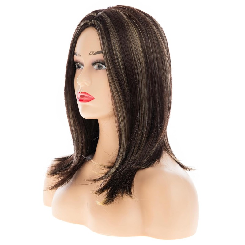 Beweig Brown Wigs for Women Shoulder Length Straight Middle Part