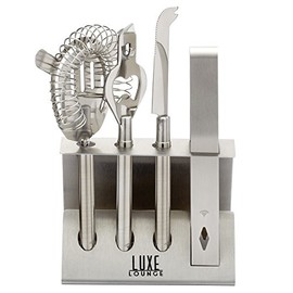 Kitchen Craft Luxe Lounge Stainless Steel Cocktail Tool Set, Set of 5