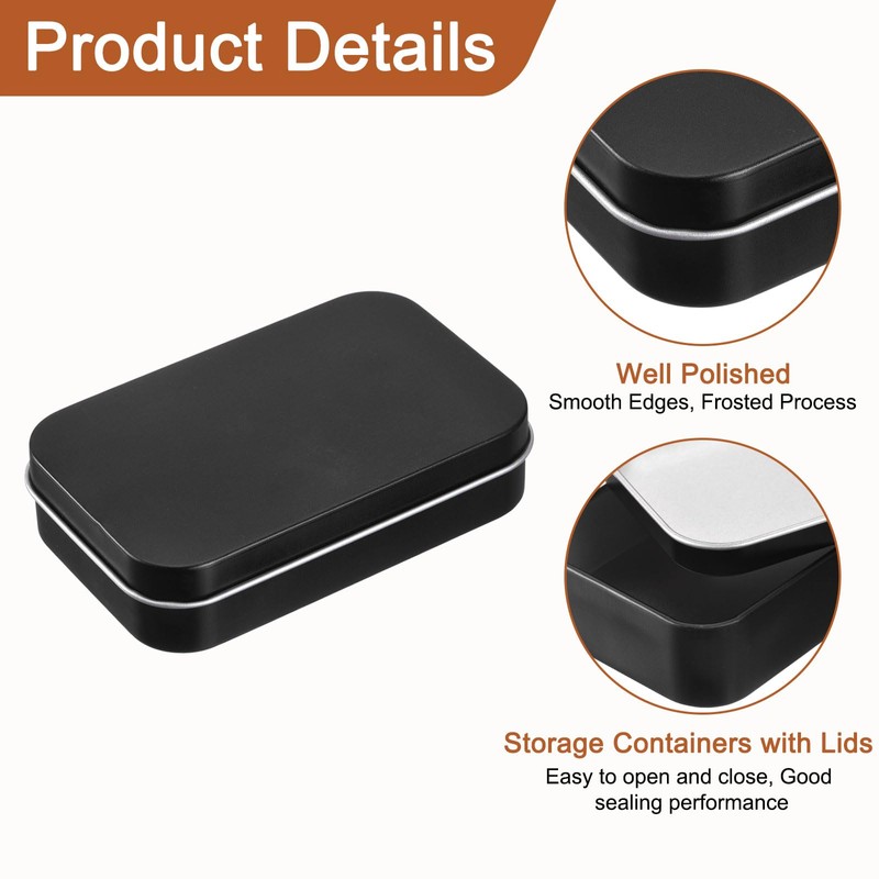 uxcell 1 Pcs Metal Tin Box Container, 3.7x2.4x0.9 Inch Rectangular
