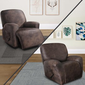 ANARACHON Recliner Chair Covers Leather Like, 4 Pieces Lazy Boy Recliner Cover for Recliner Chair, Soft Sofa Slipcover Furniture Protector Washable Sofa Cover for Pets Kids (X-Large, Dark Brown)