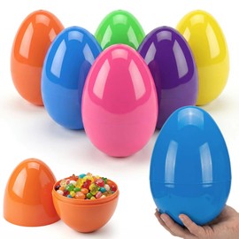 Easter Eggs Decorations Plastic Large: 7 Inch 12 Pack Jumbo Fillable Colorful Bright Easter Egg Hunt Empty Bulk Assortment