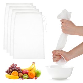 Amaxiu 4 Pack Nylon Nut Milk Bag, 11.8"x7.8" Fine Mesh Cheese Cloth Bags for Straining Reusable 200 Mesh Nylon Bag Filtering Drawstring Filter Bag for Almond Cashew Durable Easy to Clean Strainers