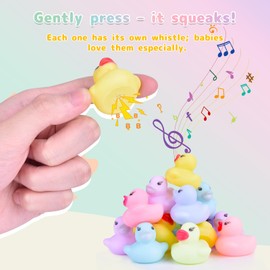 Mini Rubber Ducks 60 Pack Bulk Small Squeaky Float Bath Toys for Kids Party Favors Baby Shower Decorations Summer Pool Carnival Prizes Gifts