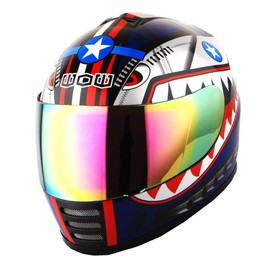WOW Motorcycle Full Face Helmet Street Bike BMX MX Youth Kids Shark Blue