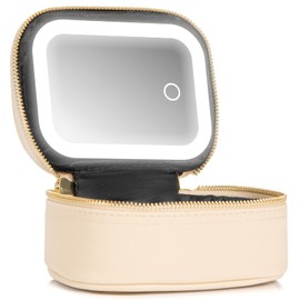 Extrei Gent Mini Makeup Bag Travel Train Case with Mirror and Light Travel Small Makeup Train Case Cosmetic Organizer 3 Adjustable Brightness Travel Toiletry Bag Portable Artist Storage