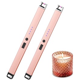 ZHEYU 2 Piezas Encendedor Eléctrico Recargable Sin Llama, Encendedor de Plasma Seguro y Portátil, Carga USB, Adecuado para Velas, Estufa de Gas, Barbacoa de Camping（Oro）