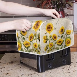 NETILGEN 4 Slice Toaster Cover with Handle, Universal Fits, Sunflower Dragonfly Retro