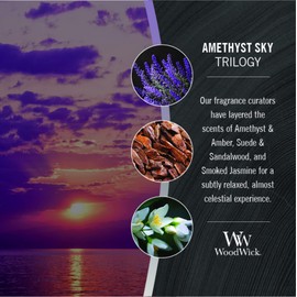 WoodWick Amethyst & Amber Gifts for Women and Men, 9.7 oz Medium Hourglass Trilogy Candle with Crackling Wick
