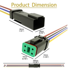 WENXJFF 4 Pin DT Connectors Waterproof Kit, 4 Wire Connector 16 AWG Automotive Electrical Connector, 4 Pin Connectors Male and Female Wire,For Car Truck Boat, 7 Kits And Wire harness tape