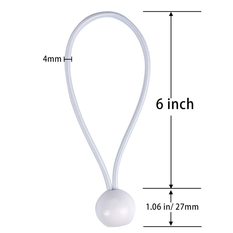 AOPRIE 30 Pack Bungee Balls 6inch White Ball Bungee Heavy