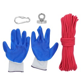 Fishing Magnet 75kg Pull Force Strong Magnetic Salvage Magnet with 20m Length Rope Waterproof Gloves Carabiner