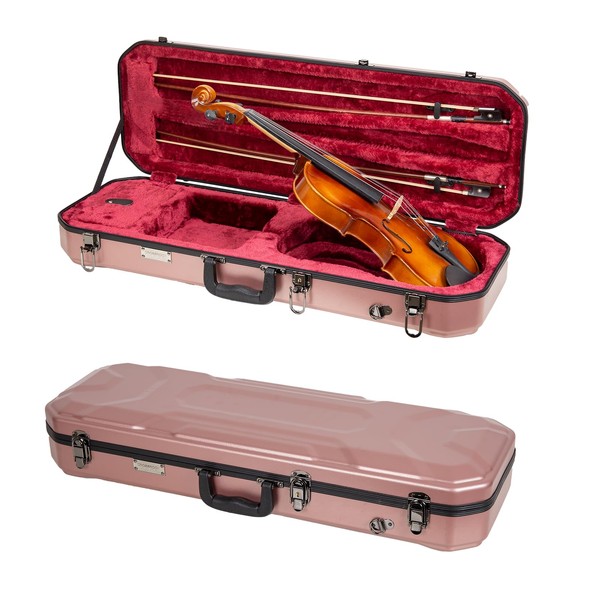 Crossrock Oblong Case fits 4/4 Full-Size Violin, Includes Interior Compartment,