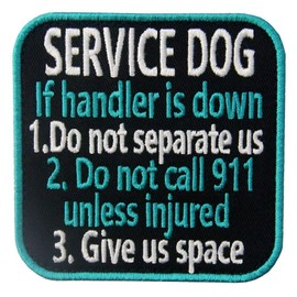 Service Dog If Handler is Down Vests/Harnesses Emblem Embroidered Fastener Hook & Loop Patch