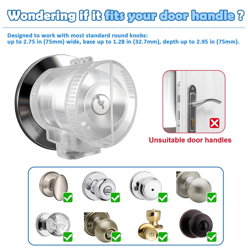 PILISPARK Door Knob Safety Self-locking Cover for Kids, 1 Pack,Prevent
