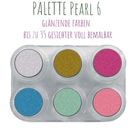 Grimas Professional Make-Up Palette Water Make-Up Pearl 6, Shiny Colours 6 x 2.5 ml, High-Quality Shine Children's Make-Up / Carnival Make-Up on Water-Based