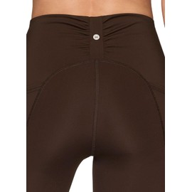 RBX Activewear Women's Workout Legging with Pockets, Full Length Legging for Women Ruched High Rise Waistband Quick Drying Squat Proof Yoga Tights Coffee Brown S