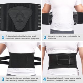DOLISBIE Soporte Lumbar para Hombres y Mujeres, Faja para Gym Ajustable con 4 Placas Metálicas y 1 Almohadilla lumbar para Aliviar el Dolor de Espalda y Proteger Los Músculos de la Cintura (X-Large)