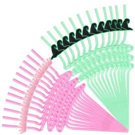 Lyreh 24pcs Fun Straws, Reusable Plastic Crown & Witch Hat Straw Wizard Party Favors Drinking Accessory for Witch Birthday Party