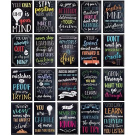 Juvale 20-Pack 13x19 in Motivational Classroom Posters - Chalkboard-Style Wall Decor, Classroom Decor, Bulletin Board Decorations, School Supplies for Teachers, Growth Mindset Posters