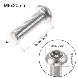 sourcing map M6x20mm Torx Security Machine Screw, 20pcs Pan Head Screws Inside Column, with T30 L-Type Wrench, 304 Stainless Steel Fasteners Bolts