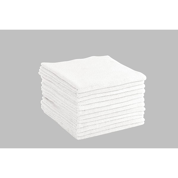 DRI Professional Extra-Thick Microfiber Cleaning Cloth 12 Pack White (16IN x 16IN, 300GSM, Commercial Grade All-Purpose Microfiber Highly Absorbent, LINT-Free, Streak-Free Cleaning Towels)