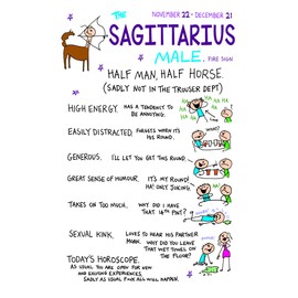 Sagittarius The Half Man Half Horse November 22 -December 21 Male Astrological Zodiac Star Sign Birthday Blank Greeting Card for Him by Cherry Orchard