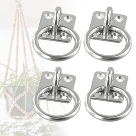 4 Pack Tie Ring on Plate Tie Rings for Equestrian Horse Stables 30mm x 35mm Galvanized Hanging Chain Ring for Boat Rigging,Marine Deck Hardware,etc.