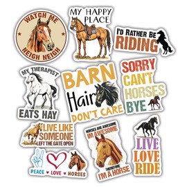 (10pcs) Horse Stickers Horse Lover Decals Equestrian Cute Horse Lover Gifts Funny Gifts Multiple Different Design, Waterproof, UV- Resistant, Suitable for Tumbler, Laptop, Car, Truck