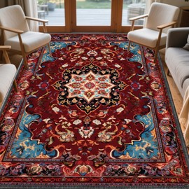 InIsaJace Area Rug for Living Room, Oriental Persian Carpet for Bedroom, Machine Washable Persian Vintage Distress Print Pattern Rugs for Room 47x71 Inches