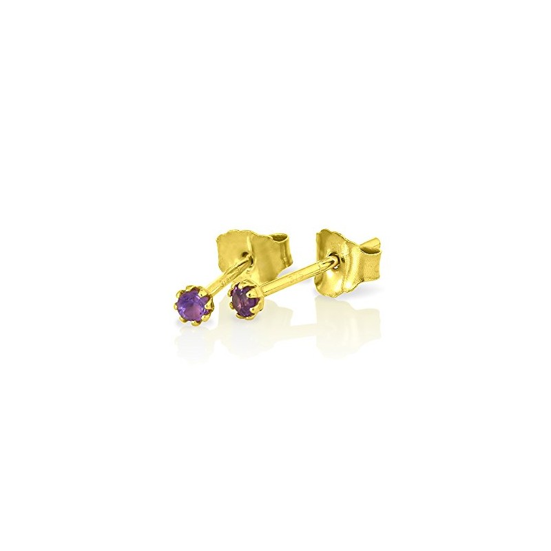9ct Gold & Ruby Gemstone 2mm Round Stud Earrings
