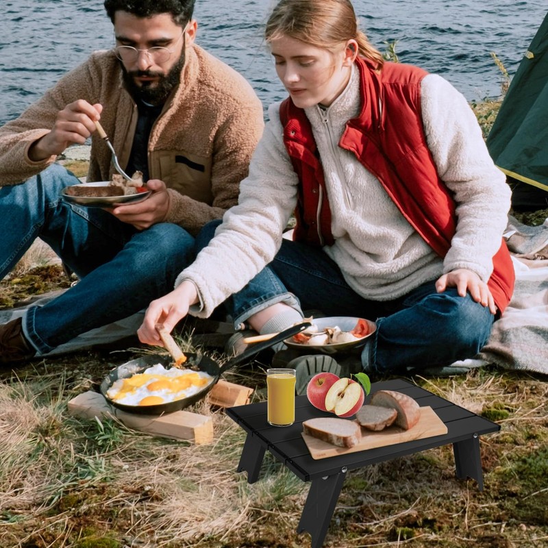 Outplea Small Folding Camping Table, Mini Low Portable Beach Tables,