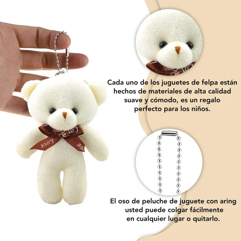 12 Llaveros Ositos Miniositos De Peluche Suave Manualidades