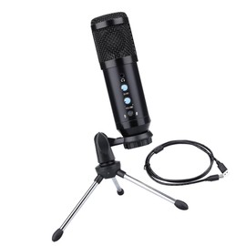 TEHAUX 1 Set USB Condenser Microphone Kit with Tripod Stand for Live Streaming Gaming Podcasting High Noise Reduction Crisp Sound Reproduction Compatible with Laptop Desktop