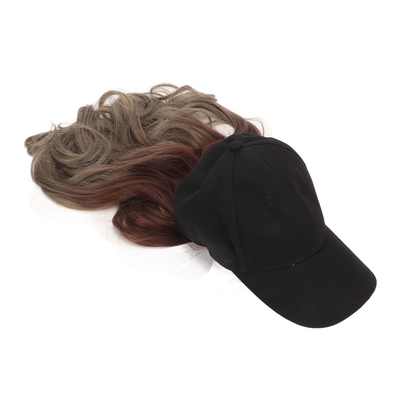 Baseball Cap Wig Women Fashionable Adjustable Hat Synthetic Long Wavy