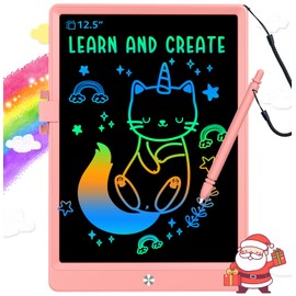 BUKEBU Tablet de Escritura LCD, Bloc de Dibujo Colorido de 12.5 Pulgadas, Tablet de Dibujo electrónica, Bloc de Dibujo, Regalos de Viaje para niños de 3, 4, 5, 6, 7, 8 años (Rosa)