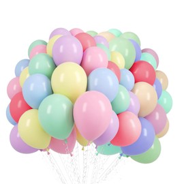 Pastel Balloons, 100 Pcs 12 Inches Birthday Balloons, Latex Balloons for Party Decorations, Assorted Color
