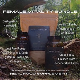 APE Nutrition Female Vitality Bundle - 100% Grass-Fed Collagen Powder & Beef Liver Capsules & Celtic Oysters (Pack), Energy, Enhance Skin Hair & Nails, Hormone Support, Ancestral Supplement UK