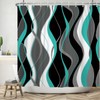 ZJRBJB Teal Shower Curtain Grey and Black Striped Minimalist Shower