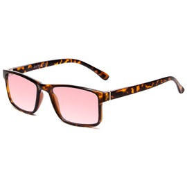 Calabria Pink FL-41 Tinted Reading Glasses +0.00 Tortoise Havana Light Sensitivity Outdoor Indoor Photophobia Eyeglass