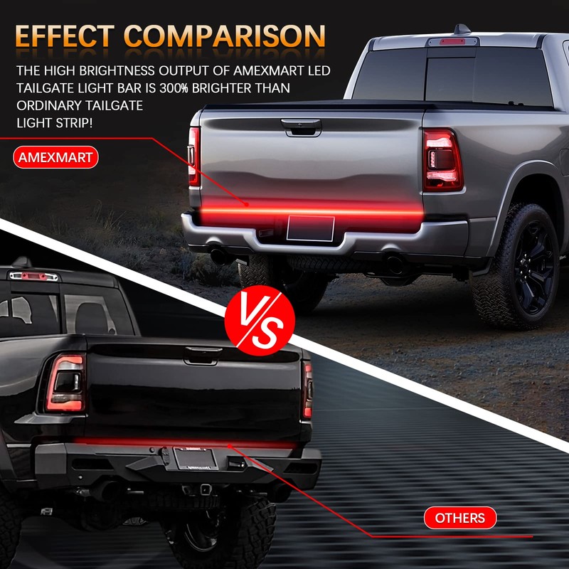 AMEXMART 48"/49" Tailgate Light Bar,Aluminum Frame Triple Row LED Tailgate