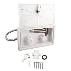 Tissting RV Exterior Shower Box Kit, 1.5m Metal Hose Shower Faucet Outdoor Washing Spray Box Set with Lock for RV Campervans Trailer Boats Caravans Yachts(#2)