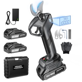 Upgraded Electric Pruning Shears, 1.6" Cutting Diameter Cordless Pruner with LCD Display, Brushless Motor, 2×2.0Ah Rechargeable Batteries & Extra Blade for Garden Trees and Branches