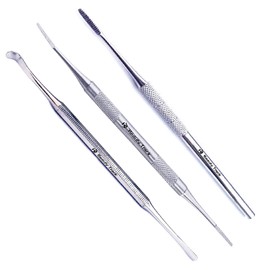 Black Files - Ingrown Toe Nail File & Lifter Kit INGROWN Side Edges Chiropody - Stainless Steel Podiatry Instruments (Pack of 3 - Nail File, Lifter & Double File)