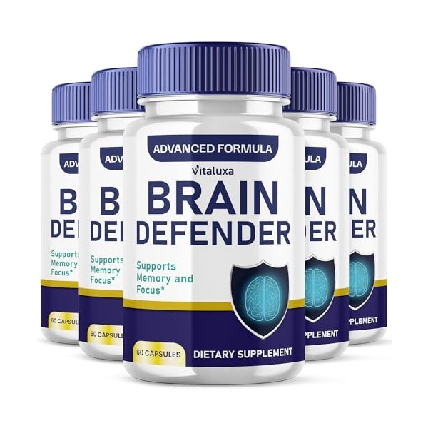 (5 Pack) Brain Defender Supplement, Brain Defend Pills for Focus