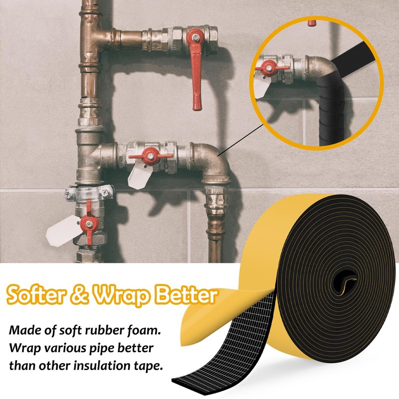 DEMEDO Pipe Insulation Tape, Pipe Wrap Insulation Foam Tape Self
