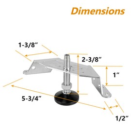 POWERTEC 71157-P2 Corner Leveling Feet, Adjustable Leveler Legs with Non-Marring Leveler Pads, Heavy Duty Leg Levelers for Cabinets, Tables, Dresser, Furniture, Set of 8