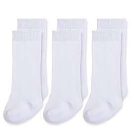 EPEIUS Baby Knee High Socks Seamless Baby Socks Solid Cotton Stockings for Boys/Girls Infant Knee Socks 3-6 Months 3 Pack,White